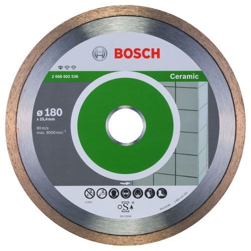 Bosch Accessories 1x Diamond Cutting Disc Standard for Ceramic (for Stone, Tile, Ceramic, Ã˜ 180 x 25,40 x 1,6 x 7 mm, Accessories for Tile Cutters)