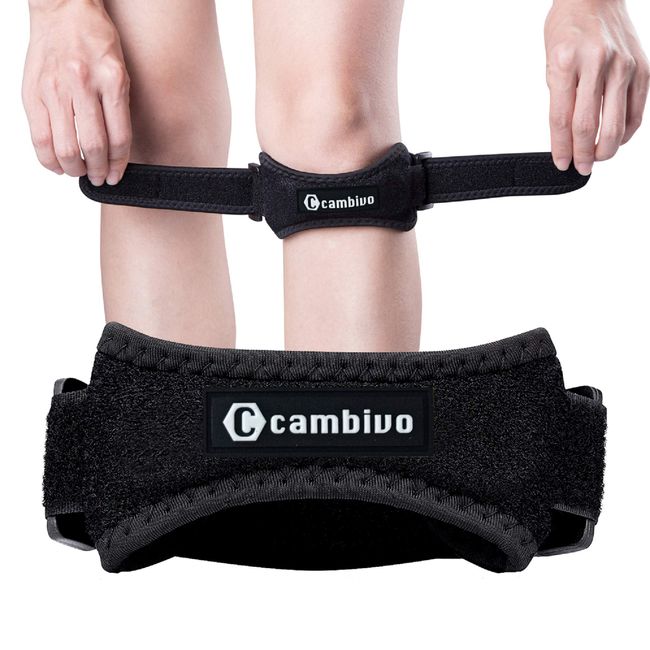 CAMBIVO 2 Pack Patella Tendon Knee Strap, Knee Pain Relief Support Brace for Women Men, Adjustable Band for Hiking, Soccer, Basketball, Baseball, Running, Tennis, Volleyball, Squats