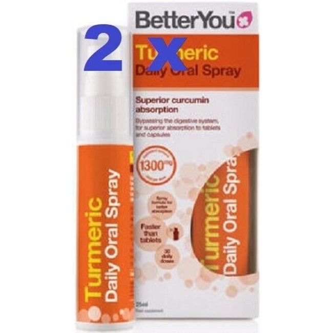 2 x BetterYou Turmeric Oral Spray 25ml -  Superior Absorption