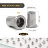 Wkmamo 120 Pcs M8 Rivet Nuts, 304 Stainless Steel Threaded Rivetnut Insert Nutsert, Flat Head Threaded Rivetnut Insert Rivnut Assortment Kit