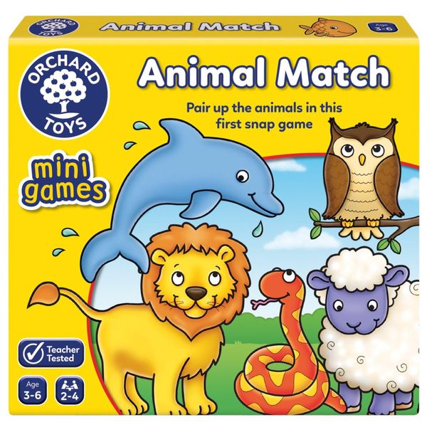 Orchard Toys Animal Match Mini Game, Small and Compact, Travel Game, Animal Themed Memory Game, Age 3-6, Family Game, Travel Game