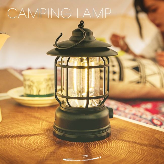 Retro Portable Camping Light USB Rechargeable 3 Lighting Modes Camping  Lantern Outdoor Led Flashlight Tent Camp Supplies