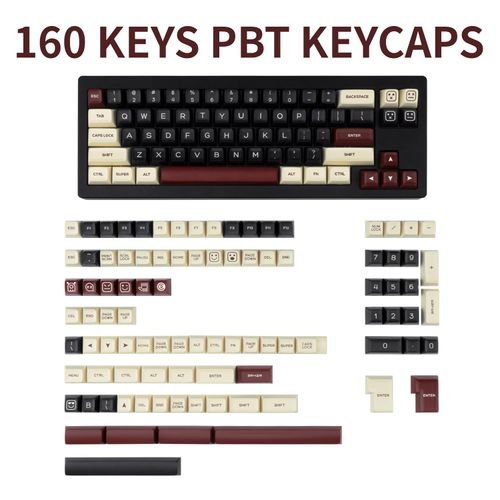 GEKUCAP 160 Keys Rome Theme Keycap PBT Double Shot Keycap Set, Black and Brownish Yellow Custom Keycaps, Retro Keycaps for 61/64/68/84/87/100/104/108 Mechanical Keyboard