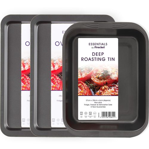 KasaBona Bakeware Set Non Stick Baking Roasting Cooking Oven Trays Sheets 3 Piece Set - 2 Medium & 1 Roasting Tray Set