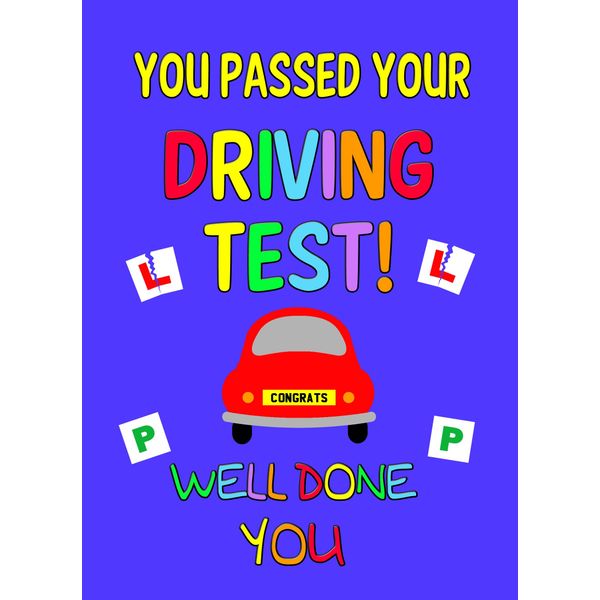 Passed Your Driving Test Card (Well Done, Blue)