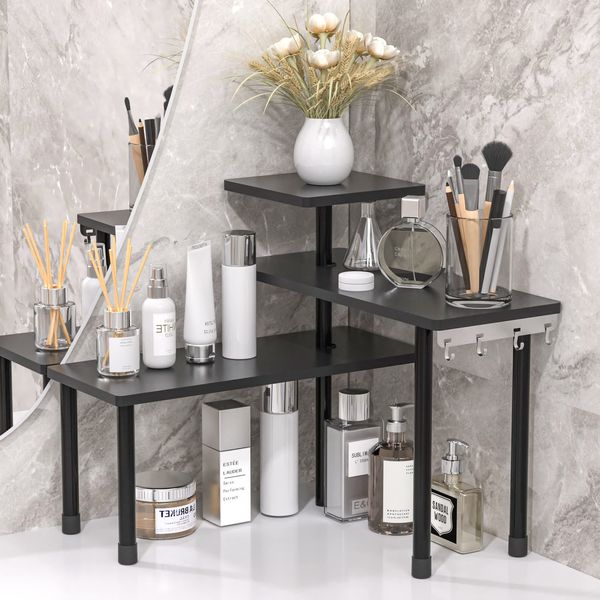 3-Tier Countertop Corner Shelf Movable Organizer for Makeup and Accessories