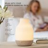 Essential Oil Diffuser Lamp, White Ceramic + Wood, Ultrasonic 180Ml, Whispersoft