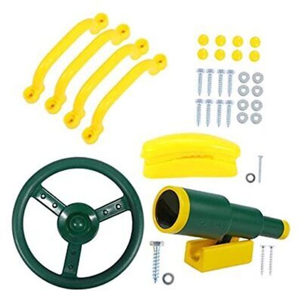 Playground Accessories for Kids, Outdoor Swingset Attachments Yellow and Green