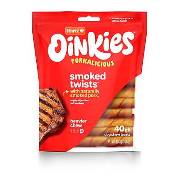 Oinkies Rawhide-Free Pig Skin Twists Real Smoked Flavor Dog Treats, 36.6oz