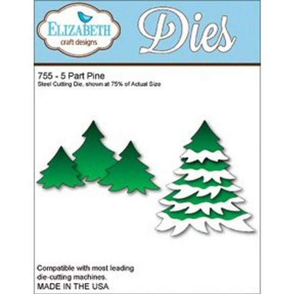 Elizabeth Craft Designs Metal Die, 5-Part Pine, Grey, Various