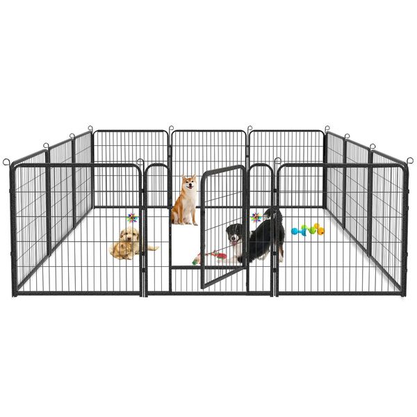 SQIREP 32" Dog Playpen Indoor Outdoor Metal Pet Dog Pen Fence Kennel 12 Panels