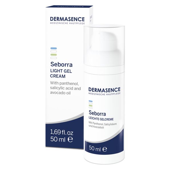 DERMASENCE Seborra Light Gel Cream 50 ml, Gel crema viso con Acido Salicilico schiarente, Gel crema viso pelle grassa calmante e lenitiva, Gel crema brufoli viso con Vitamine E e C