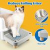 Bartuke Litter Box Step, Cat Step/Ramp/Catcher with Wooden Base, Filter Function, Easy to Clean, Ideal for Kitten & Elderly Cats (Light Grey)