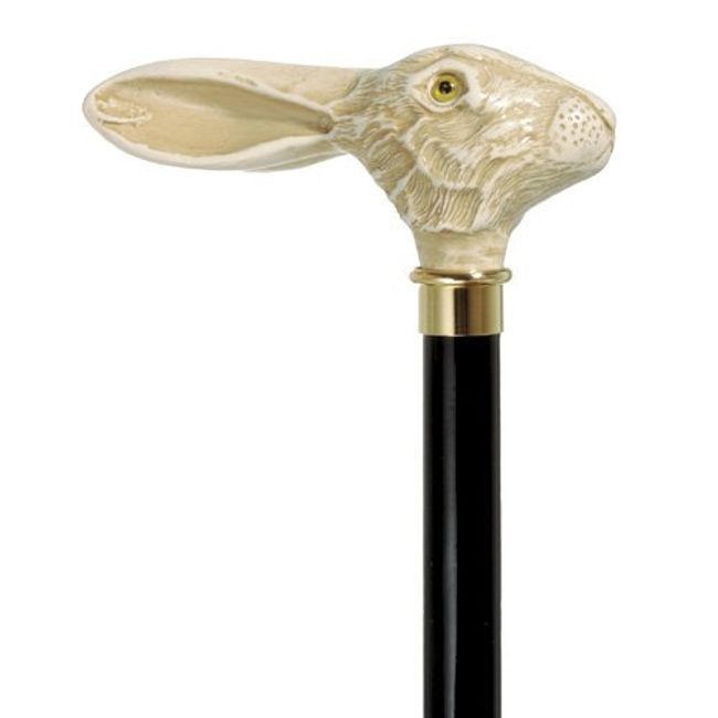 Jack Rabbit Walking Cane in White Ivory Style Imported from Italy