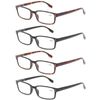 Kerecsen 4-Pack Rectangular Retro Style Men Reading Glasses Spring Hinges Comfortable Readers (+4.00, 2 Black 2 Tortoise)