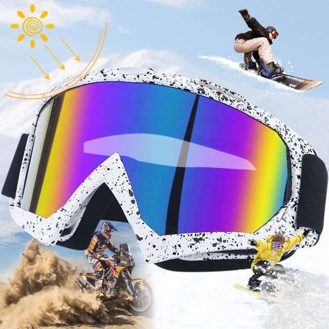 truee Skibrille, Ski Goggles, Snowboard Brille, Anti-Nebel Snowboard Brille, Snowboardbrille für Brillenträger, Schneebrille Verspiegelt, Motorradbrille, Uv-Schutz Skibrillen, 6,89x2,17x2,95Zoll(Bunt)