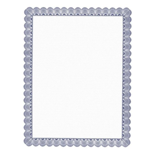 Geographics Blank Parchment Award Certificate Paper, 8.5 x 11", Elegant Blue Border Design (Pack of 50)