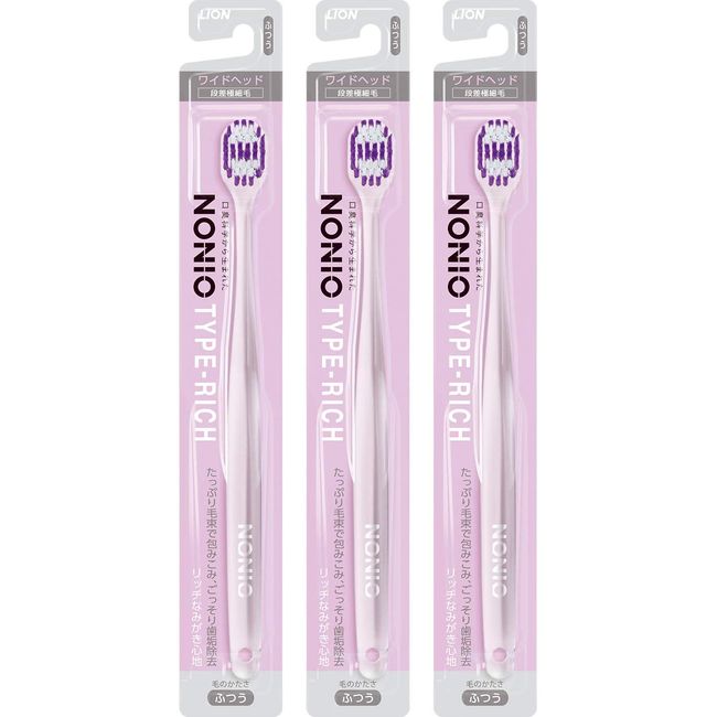 Lion NONIO Toothbrush TYPE-RICH Normal (Color Selected) Set of 3