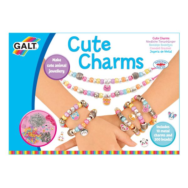 Galt Cute Charms - Creative Cases Necklace and Bracelet Making Kit - 300Plus Colourful Cute Animal Charms and Beads -Fun Craft Kits for Kids,Childrens Jewellery Making Activity Set - Ages 7 Years Plus