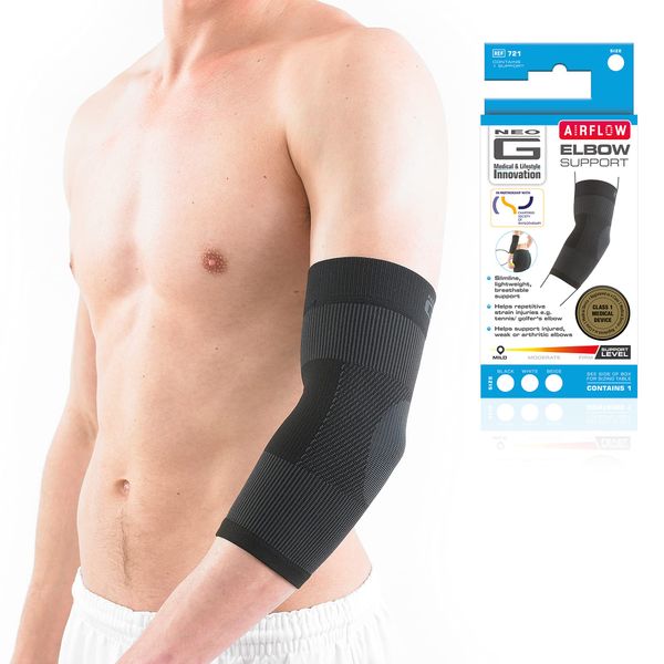 Neo G Elbow Support for Tendonitis, Joint Pain, Tennis, Golf, Sports - Tennis Elbow Brace Arm Support - Multi Zone Elbow Compression Sleeve - Airflow - M