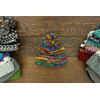 LOUDelephant Hand Knitted Wool Beanie Bobble Hat - Sheep - Light Grey Rainbow Stripe