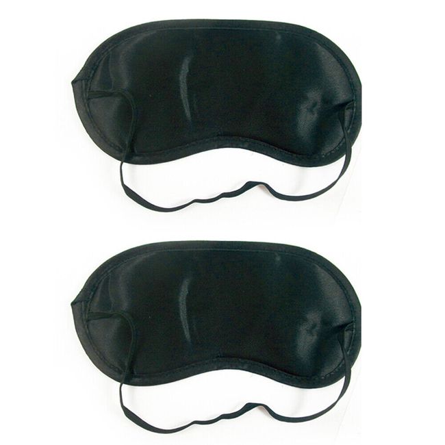 2 Sleep Eye Mask Silk Travel Shades Blindfold Black Sleeping Aid Cover Eyeshades