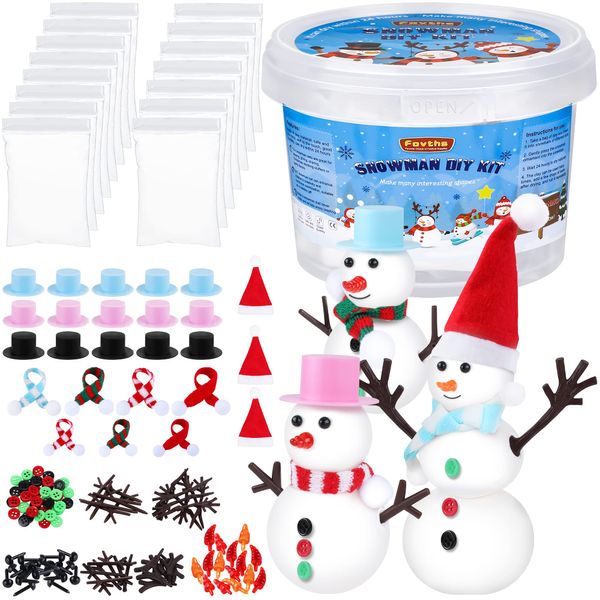 Fovths 15 Pack Christmas Snowman Making Kit Snowman DIY Craft Kit Build a Cute Snowman Toy Snowman Air Dry Modeling Clay Gift for Christmas Winter Supplies