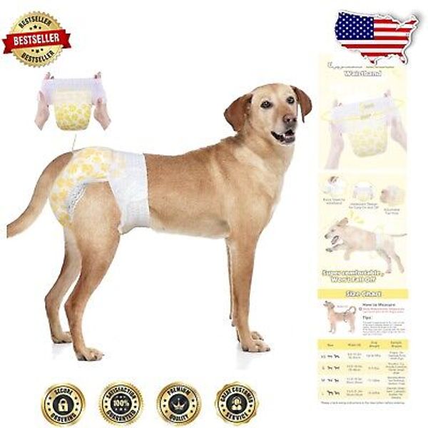 Super Absorbent Female Dog Diapers with Stretchy Waist – 30 Disposable Diapers