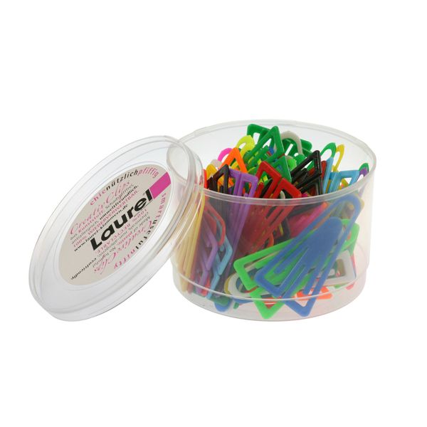 Laurel Plastiklips Reusable & Recyclable Paperclips - Assorted 60mm Tub of 75