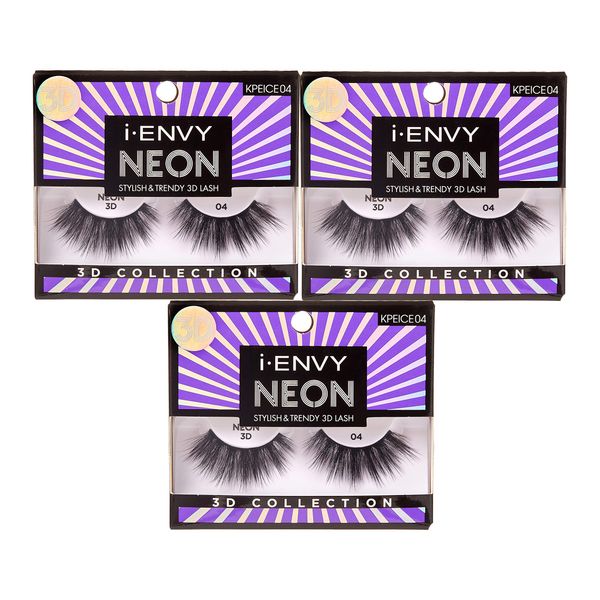 i-ENVY Neon Collection Stylish & Trendy 3D Lash (3 PACK, 04)