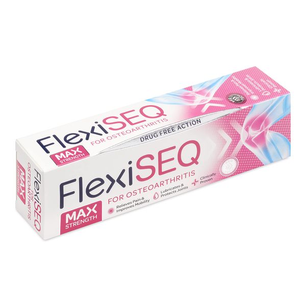 FlexiSEQ 100g Max Strength Topical Gel, Drug-Free, Joint Pain Relief Gel for Knees, HIPS, Feet, Hands etc