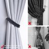 Pretty Jolly 4 Pack Wooden Magnetic Curtain Tiebacks Boho Decoration Drape Tie Backs Natural Cotton Handmade Double Rope Curtain Holdbacks for Thin & Thick Home & Office Window Drapery (New Dark Blue)