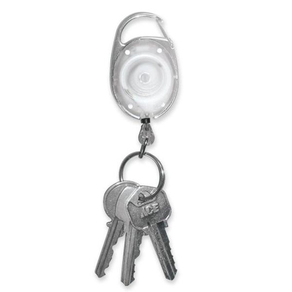 Tatco Reel Key Chain with Chrome Carabiner - 6 / Pack - Chrome
