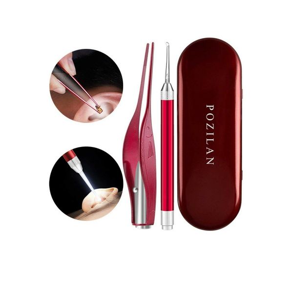 Pozilan 2 Pack Ear Wax Removal Tool Kit. (Red)