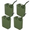4PC 5 Gallon Military Style Jerry Green Can Fuel Storage Steel Fuel Tank 20L