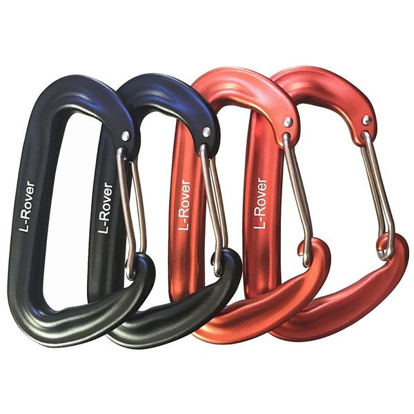 L-Rover Carabiner,12KN Lightweight Heavy Duty Carabiner Clips,Aluminium Wiregate Caribeaners for Hammocks,Camping, Key Chains, Outdoor and Gym etc,Hiking & Utility