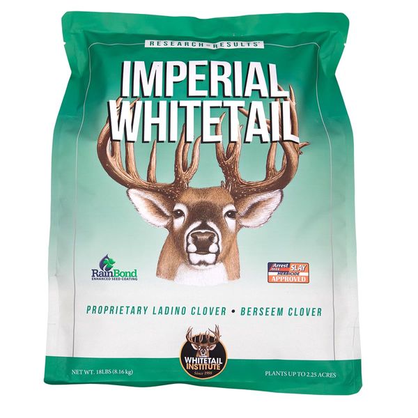 Whitetail Institute Imperial Clover Deer Food Plot Seed for Spring or Fall Planting, Promotes Antler Growth and Attracts Deer, Heat, Cold and Drought Tolerant, 18 lbs (2.25 Acres)