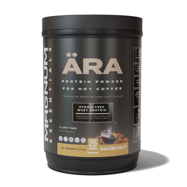 Ära Hazelnut High Protein Powder Tub for Hot Coffee | Gluten-Free, Clump-Free, Sugar-Free | 20 Grams of Hydrolyzed Whey Protein Powder | Dissolves in Hot Lattes, Matcha, Tea, Hot Chocolate | 325g