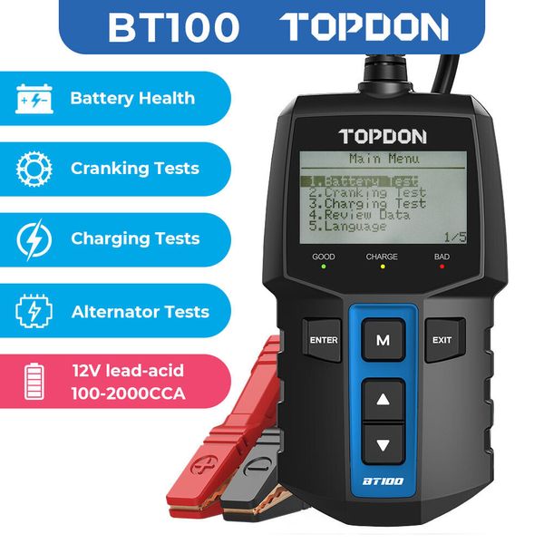 TOPDON BT100 12V Battery Tester & Battery Analyzer & Battery Load Tester