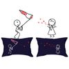 Human Touch, Kiss Catcher Romantic His & Hers Pillow Cases - Blue