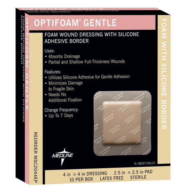 Optifoam Gentle Border Adhesive Dressing 4" X 4", 10/Box