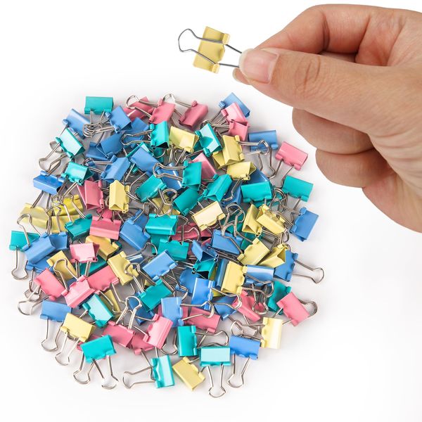 120 Pack Mini Binder Clips, Color Binder Clips, Small Paper Clips 15mm 5/8 Inch. Micro Size Office Clips for Home School Office and Business.