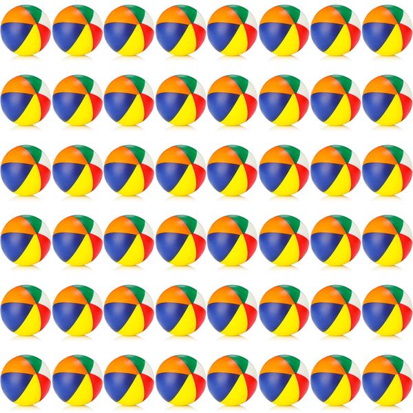 Jerify 48pcs Mini Beach Balls 2.5 Inch Rainbow Beach Stress Balls Small Pool Balls Beach Stress Relief Toys for Summer Birthday Beach Hawaiian Party Favors Water Pool Games (Classic Color)