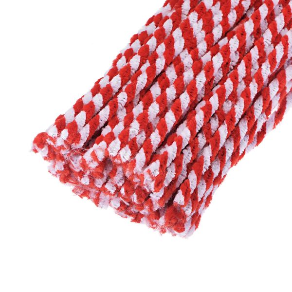 YOKIVE 100 Pcs Pipe Cleaners, Chenille Stems Decoration, Great for DIY Art Craft Supplies (6mm 12 Inch White Red)