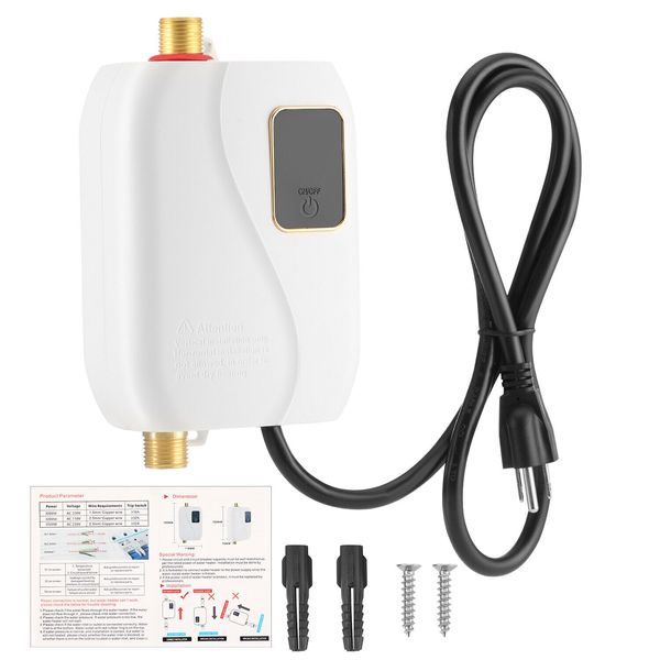 Electric Tankless Water Heater Instant Hot Shower Kitchen Heater 110V 3000W Hdog