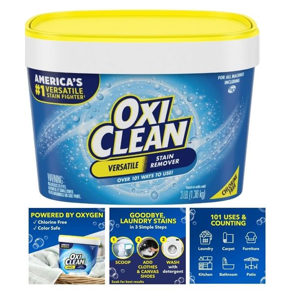 OXI CLEAN NO SCENT VERSATILE STAIN  REMOVER DETERGENT BOOSTER 3 Lb. 65 LOADS