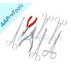 AAProTools 7 Body Piercing Instruments Kit Tools Pennington Forceps (Red)