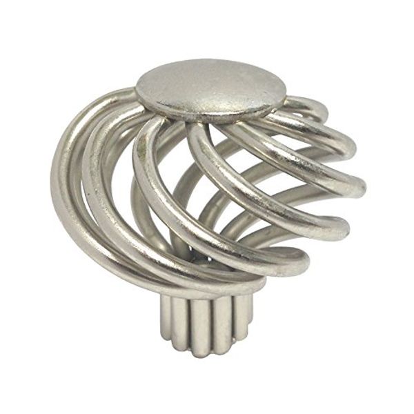 eBuilderDirect 30 Pack Satin Nickel or Brushed Nickel Bird Cage Birdcage Birds Nest Twist 1-5/8" (40mm) Diameter Kitchen Cabinet Pull Knob 1318-40