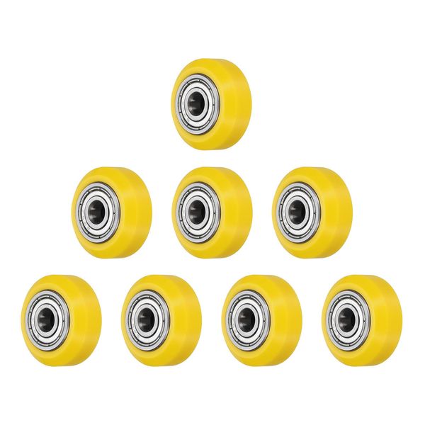 sourcing map 8Pcs 3D Printer Wheel with 625ZZ Linear Bearing, 3D Printer Pom Roller Plastic Pulley Wheel for 3D Printer, Yellow