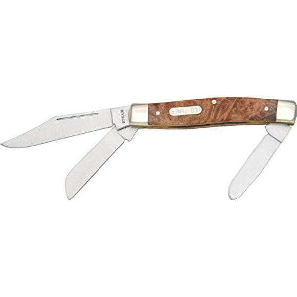 Old Timer 8OTW Senior 6.9in S.S. Traditional Folding Knife with 3in Clip Point Blade and Wood Handle for Outdoor, Hunting, Camping and EDC